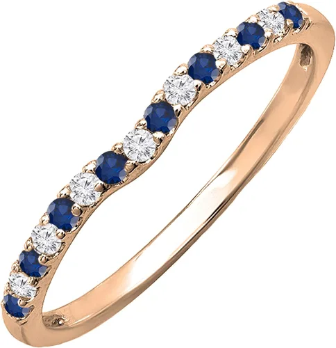 Miniatura 15 de Dazzlingrock Collection Alianza de boda redonda alternativa de zafiro azul y diamante blanco para mujer (0.10 qtw, color I-J, claridad I1-I3) en oro