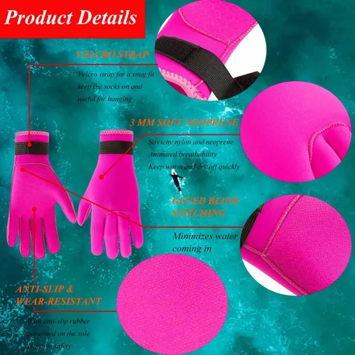 Miniatura 2 de Guantes de neopreno de 0.118 pulgadas (0.118 in), guantes térmicos antideslizantes para hombres y mujeres, esnórquel, esquí acuático, natación