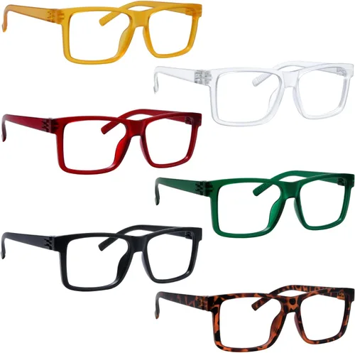Miniatura 7 de BLUELESS Gafas de lectura de gran tamaño para hombre, bisagras de resorte sin tornillos, paquete de 6 lectores para cara ancha