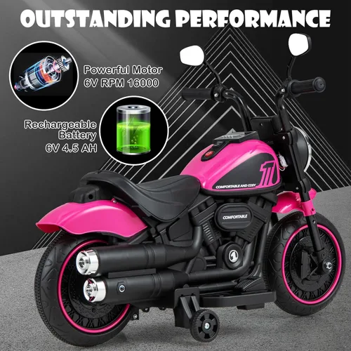 Miniatura 5 de Costzon Motocicleta para niños pequeños, motocicleta eléctrica de 6 V con ruedas de entrenamiento desmontables, arranque suave, faros delanteros