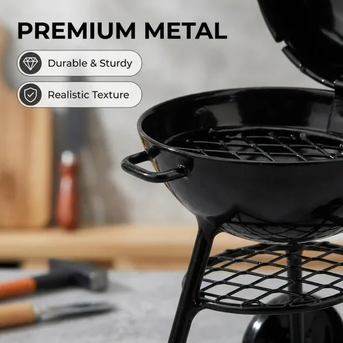 Miniatura 3 de Miniatura BBQ Grill Horno Modelo 1:12 Herramienta de cocina de casa de muñecas Decoración de jardín Accesorios Kicthen Carro de asado Soporte