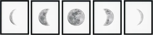 Miniatura 10 de HAUS AND HUES Fases de la Luna - Decoración de pared – Juego de 5 impresiones artísticas de fases lunares, carteles celestiales, 8 x 10 pulgadas sin