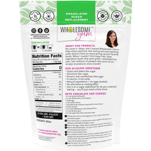 Miniatura 2 de Wholesome Yum Edulcorante de alulosa – Sustituto natural del azúcar granulado – Keto, sin OMG, cero carbohidratos, cero calorías, sin azúcar, sin