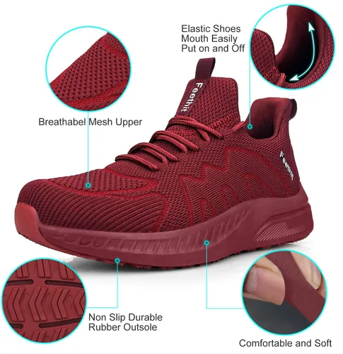 Miniatura 2 de Feethit - Tenis para hombre antideslizantes, ligeros, transpirables, estilo slip-on, para caminar, correr y gimnasio