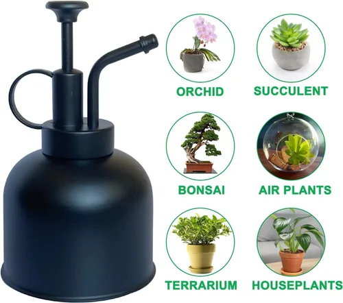 Miniatura 6 de Pulverizador de plantas de acero inoxidable, regadera pequeña, herramienta de jardinería moderna para plantas en macetas de interior negro