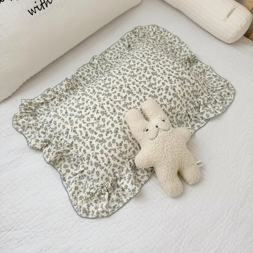 Miniatura 34 de BuLuTu Funda de almohada de algodón para niños pequeños, tamaño estándar, estampado de flores de Galsang, suave funda de almohada de viaje con borde