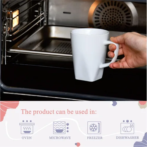 Miniatura 5 de Miicol Juego de 6 tazas de café de porcelana, tazas de café grandes de 14 onzas, tazas de té blanco, tazas de cerámica para latte, capuchino, leche