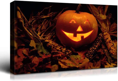 Miniatura 70 de Denozer - Pintura artística de pared de Halloween, impresión artística sobre lienzo para dormitorio, sala de estar, decoración de pared del hogar
