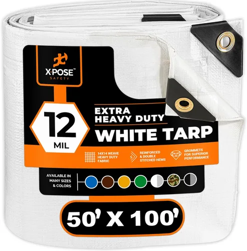 Miniatura 205 de Lona protectora Xpose Safety multiusos, de poliéster blanco, resistente, resistente al agua, resistente a la intemperie, resistente a rasguños
