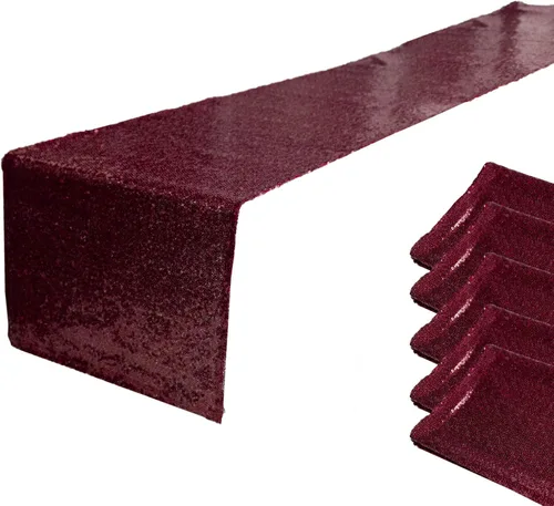 Miniatura 22 de JYFLZQ Camino de mesa de lentejuelas negras de 12 x 72 pulgadas, manteles de mesa de tela con lentejuelas negras brillantes - Caminos brillantes