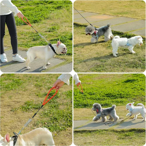 Miniatura 5 de Correa de perro resistente, correa de metal a prueba de mordidas para perros grandes (hasta 250 libras), correas de alambre para perros con agarre