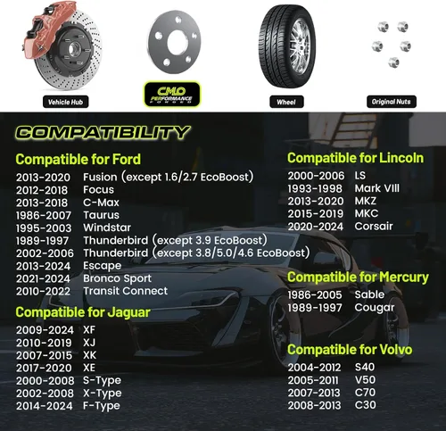 Miniatura 3 de Espaciadores de rueda centrados de 0.118 pulgadas de 5 x 108 pulgadas, compatibles con Ford Fusion Jaguar F-Type XF XJ XJR XK XKR XE S-Type X-Type
