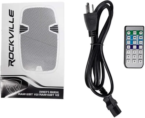Miniatura 8 de Paquete Rockville RAM15BT: Bocina recargable activa de 15 pulgadas, 800 vatios de potencia máxima / 200 vatios RMS para DJ/PA, 2 micrófonos VHF