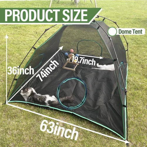 Miniatura 2 de Pawtenda Recintos para gatos al aire libre, tienda de campaña para gatos con bolsa de almacenamiento, tiendas de campaña verdes para exteriores