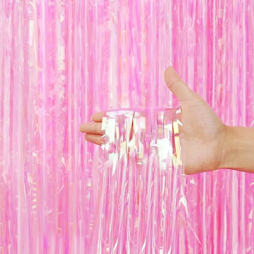 Miniatura 8 de Paquete de 3 cortinas con flecos para decoración de fiesta, cortinas de fondo de oropel para fiestas, cabina de fotos, bodas, graduaciones