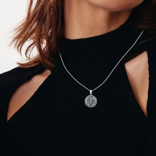 Miniatura 474 de Collar de plata de ley 925 con medalla de San Patrón, colgante de protección católica, amuleto, joyería religiosa para hombres y mujeres