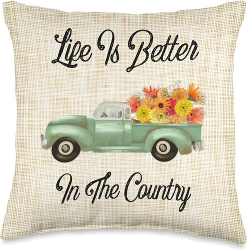 Pioneer Country Farm For Woman Gifts Retro Life is Better in The Country Vintage - Almohada para camión, 16.0 x 16.0 in, multicolor