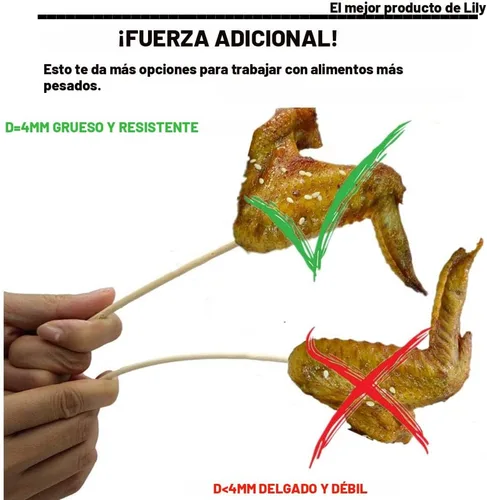 Miniatura 2 de HOPELF Brochetas de bambú natural de 16 pulgadas para barbacoa, kabob, parrilla, barbacoa, cocina, asado, malvaviscos, estacas de plantas
