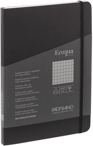 Miniatura 58 de Fabriano Ecoqua Plus - Cuaderno encuadernado con puntadas, 3.5 x 5.5 pulgadas, punteado, negro
