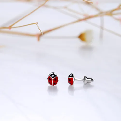 Miniatura 3 de Lavishe Aretes de plata de ley 925 con diseño de mariposa esmaltada y margarita con rosca