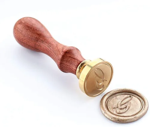 Miniatura 25 de VOOSEYHOME - Sello de cera, letra inicial escrita a mano con mango de palisandro, decoración en invitaciones, sobres de correo, tarjetas, libros