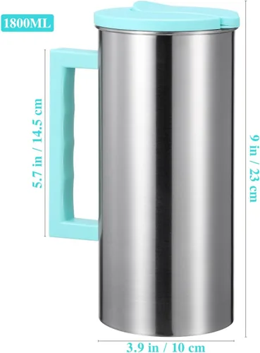 Miniatura 3 de Cabilock Jarra de acero inoxidable de 60.8 onzas con tapa, jarra de acero inoxidable de gran capacidad, jarra de agua aislada para mantener bebidas