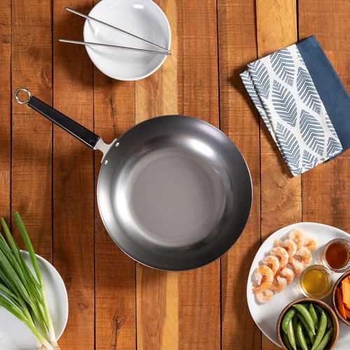 Miniatura 9 de JOYCE CHEN Serie Profesional Sartén Wok de Acero al Carbono de 12 Pulgadas con Mango Fenólico