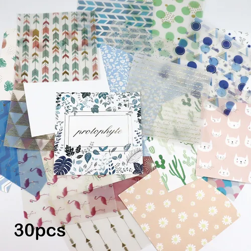 Miniatura 7 de Bloc de papel rosa para álbum de recortes, 30 unidades, papel de aluminio en relieve, póster de origami azul transparente de 6 x 6 pulgadas