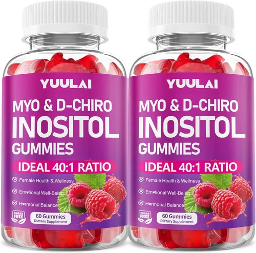Miniatura 9 de Gomitas de mio-inositol y D-Chiro inositol, proporción 40:1 suplemento de inositol con vitamina D3, glicinato de magnesio, folato y zinc