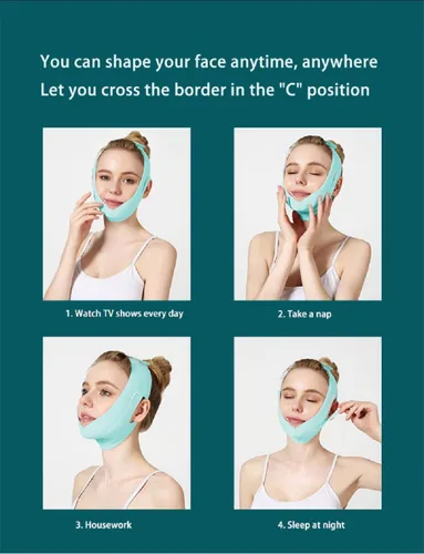 Miniatura 5 de Serena.H Máscara facial para dormir, mascarilla reutilizable en forma de V y barbilla, máscara de elevación de línea en V, encogimiento de doble Azul