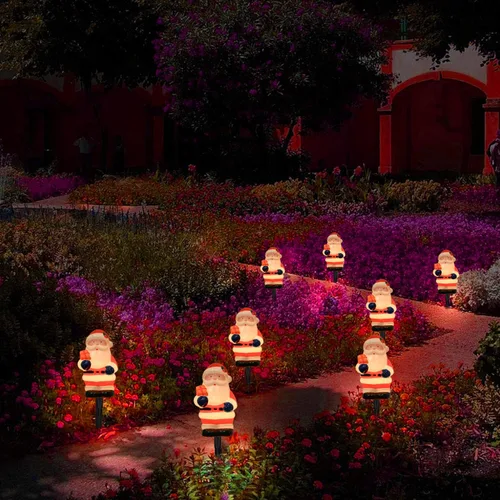 Miniatura 7 de GOOTHY 2 juegos de luces de camino de Navidad de Papá Noel, 7 pies C7 luces de Navidad al aire libre con 8 estacas de marcador de Papá Noel, luz