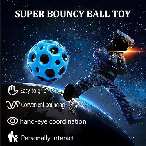 Miniatura 5 de Bola de rebote súper alta, bola de rebote de cráter lunar, tema de galaxia de alto rebote, regalos para niños, fácil de agarrar y atrapar, para uso