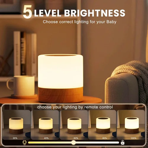 Miniatura 2 de Lámpara de Noche para Bebés y Guardería: Luz con Regulación de Intensidad Táctil para Lactancia y Niños - LED de Cuidado de Ojos, Luz Cálida Blanca