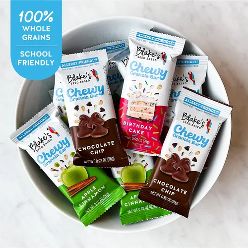 Miniatura 9 de Blake's Seed Based Barras de granola masticables, con chispas de chocolate (5 unidades), veganas, sin gluten, sin nueces y sin lácteos, aperitivos