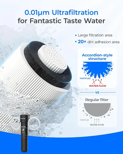 Miniatura 5 de Waterdrop 15UC-UF - Filtro de agua en línea de 0.01 μm para refrigerador, 2 años, filtro de agua en línea para máquina de hielo, ideal para máquina