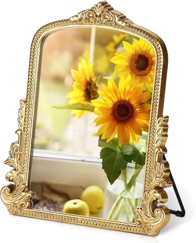 Miniatura 8 de Espejo de maquillaje vintage, espejo de tocador de escritorio antiguo tradicional de mesa, de pie, colgar o montar en la pared, espejo de vestir