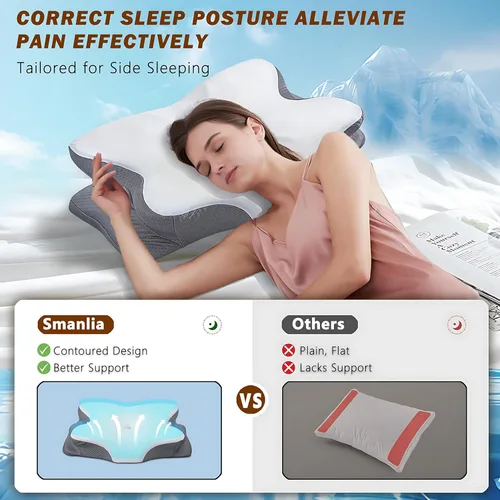 Miniatura 3 de Almohada cervical para el cuello para aliviar el dolor, almohadas ergonómicas de espuma viscoelástica para dormir, almohadas de apoyo para el cuello