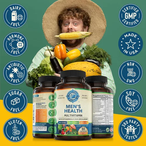 Miniatura 7 de Suplemento multimineral multivitamínico diario para hombre para energía, concentración, resistencia y rendimiento. Hecho para hombres con más de 30