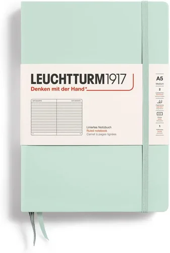 Miniatura 7 de LEUCHTTURM1917 - Cuaderno de tapa dura mediano A5 con 251 páginas numeradas para escritura y diario (verde menta, con puntos)