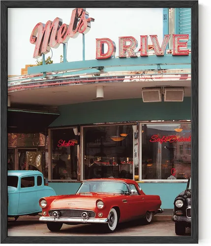 HAUS AND HUES Póster vintage de los años 90 para pared, decoración retro de pared de automóvil para habitación, estética, vintage, Mel's Drive (sin