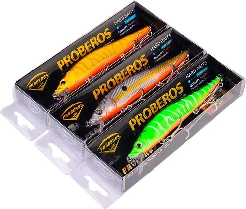 Miniatura 7 de PROBEROS Minnow Bass Fishing Señuelos - Jerkbait Sinking Señuelo Set Cebos Duros Crankbait para trucha bagre almizclado Bluegill Enchufe de pesca 6