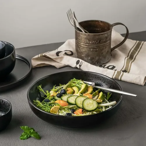 Miniatura 3 de S&Q'S CERAMICS Grandes Cuencos de Pasta, Juego de 4 Cuencos Grandes para Ensalada de 65 onzas, Platos de Cerámica Anchos y Poco Profundos de 10