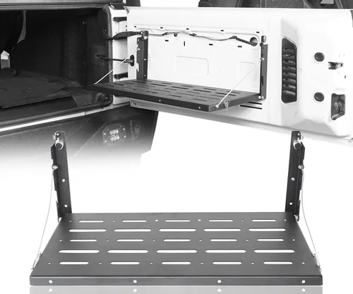 Hooke Road JK Wrangler Mesa de Puerta Trasera Estante de Almacenamiento de Metal Plegable Estante de Carga para Jeep Wrangler JK y Unlimited