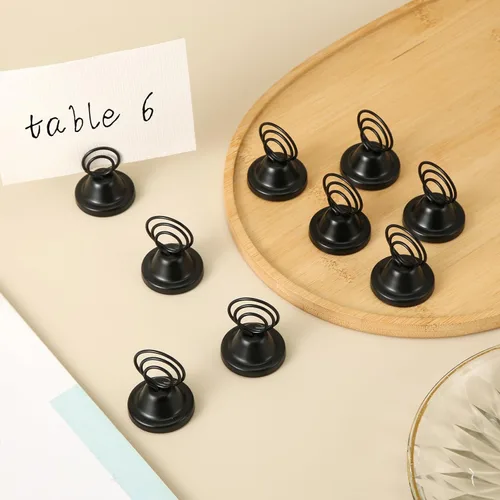 Miniatura 3 de NQEUEPN 12 soportes para números de mesa, soporte de alambre con acabado negro de metal, clips de menú, tarjetas de lugar, notas, fotos, soporte