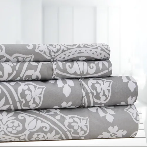 Miniatura 36 de American Home Collection - Juego de sábanas y fundas de almohada estampadas de 6 piezas, con 14 pulgadas de caída; sábanas de microfibra con doble