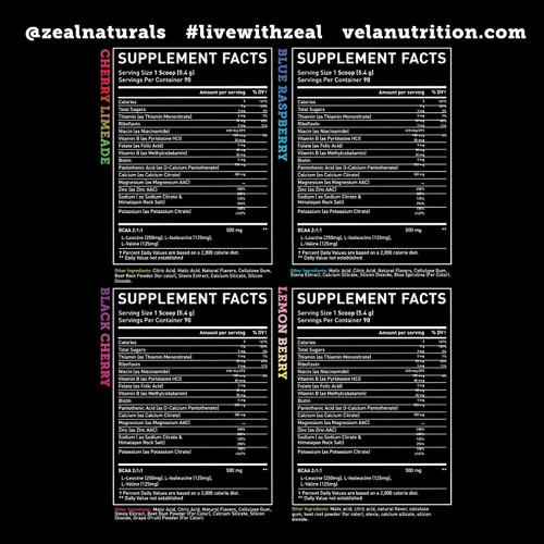 Miniatura 4 de Zeal Naturals Paquetes de electrolitos mejorados en polvo (paquete variado, 20 paquetes) sin azúcar + vitaminas B BCAA y sal rosa del Himalaya