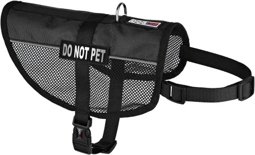 DogLine 13"-16" maxaire Malla Chaleco para perros y 2 NO extraíbles Pet Parches, Negro