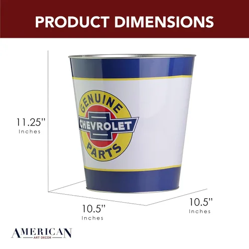 Miniatura 3 de American Art Decor Cubo de basura de metal, cesta de basura con licencia Chevrolet, pequeño cubo de basura decorativo para cueva de hombre, cocina