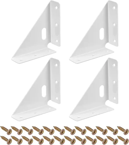Miniatura 8 de uxcell 4 soportes de esquina angulares de 3.386 in x 3.386 in, soportes de acero laminado en frío con tornillos para borde de cama de escritorio