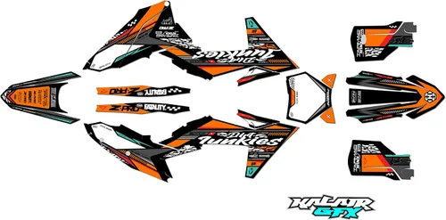 Miniatura 9 de Kit de gráficos para KTM Motocross 4-Stroke 250 SX-F, 350 SX-F y 450 SX-F (2023) Rugged Series Cyan 16 Mil - Adhesivo para motocicleta Dirt Pit
